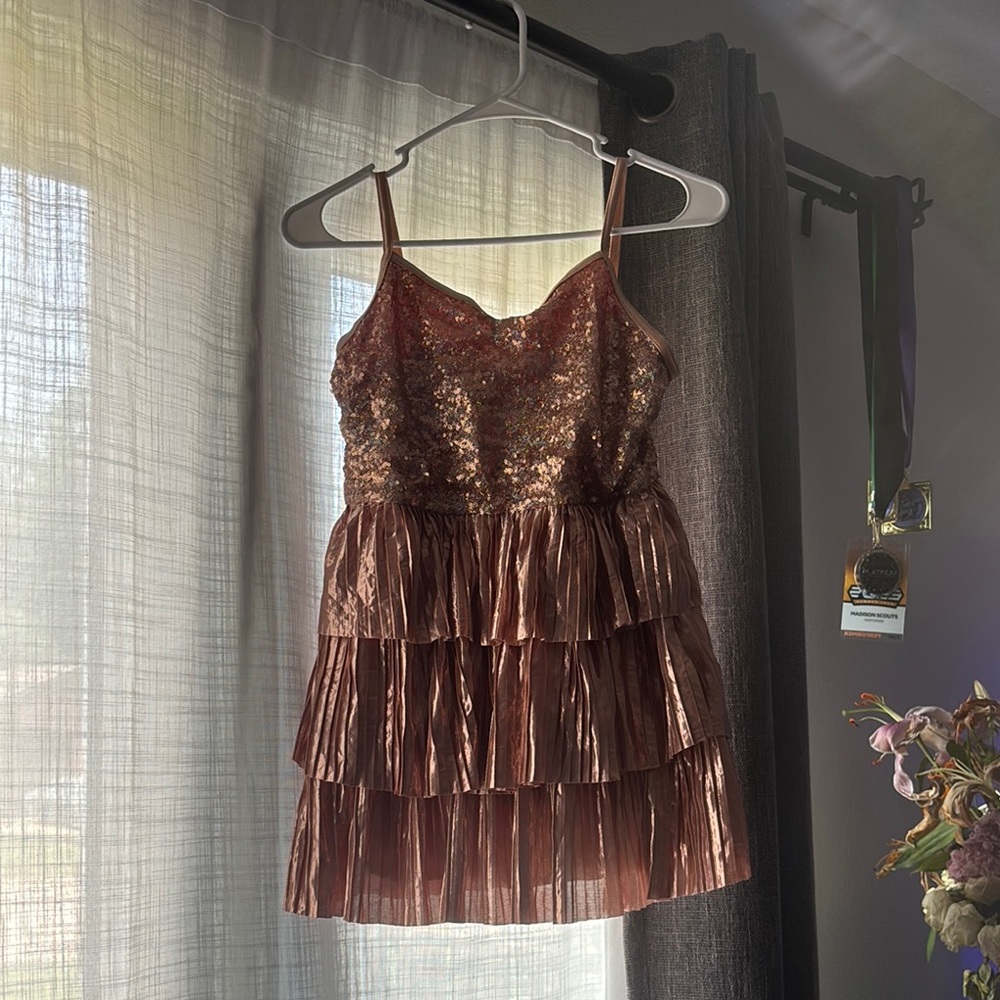 Weissman Gold Babydoll Cocktail Dress